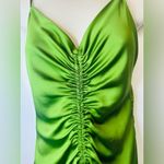 Sandro Zola Satin Midi Slip Dress FR38 US6 UK10 M Green Flared Ruched Photo 8