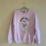 Gildan Boo-Jee Pink Spooky Graphic Ghost Sweatshirt Pullover Women M Photo 3