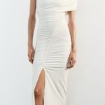 ZARA Sad maxi dress ruched stretch white wedding Elegant White One-Shoulder evening Photo 13