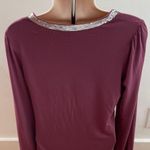 Boden USA Boden Maroon Dark Red Blouse w/silver sequin Collar, size 8 Photo 3