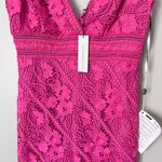 Monique Lhuillier NEW Floral Guipure Lace Midi Sheath Dress Pink Photo 3