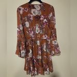 Peach Love California  Floral Wrap Dress Burnt Orange Pink And Cream Size Medium Photo 2