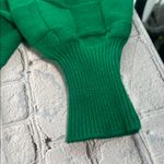 Green Textured Checkered Women's Sweater size Medium Oversized Batwing Sleeves Photo 14