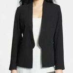 Eileen Fisher Jacket Black Stand Collar Shaped Open Front Blazer Sz 8P EUC Silk Photo 1
