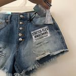 Blue Spice NEW NWT High Waist A-Line Short Denim Distressed Ripped Button Fly 3 Photo 5