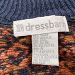 Vintage Zip Front Knit Cardigan by Dressbarn Embroidered Stripe Damask Blue Size 8 Photo 2