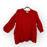Vintage Kilronan Knitwear Red Aran Wool Cardigan Chunky Cableknit Cottagecore L Size L Photo 1