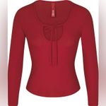 SKIMS  Tie Front Long Sleeve Rib Stretch Modal Pajama Top Photo 1