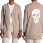 Sweet Romeo  Skull Back Open‎ Long Sleeve Cardigan Sweater, Tan/White, Medium Photo 1