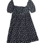 Maeve Iillian Eyelet Floral Dress Black White Puff Sleeve Cotton Size 8 Blue Photo 2