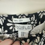 Rachel Zoe Black Floral 100% Linen Wide Leg Pants Size Medium Photo 2