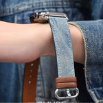 Denim Apple Watch Band Silver Hardware Size Small 38/40/41mm Blue Photo 1