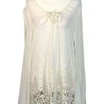 Blu Pepper Size Small Boho Tunic With Crochet Hem White Long Sleeve Photo 0
