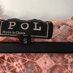 POL Duster Vest Crochet Fringe Trim Hood Size S Dark Blush Pink Boho Rave Indie Photo 1