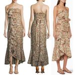 Alexis Strapless Ruffle Printed Faina Midi Dress Multicolor Women's medium Photo 1