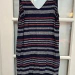 Old Navy  Women’s Linen Blend Multi Color Striped Dress Side Pockets Size Medium Photo 1