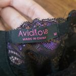 AvidLove Black Purple Chic Feminine Sexy Dainty Sheer Lace Garter Belt Size Med Photo 4