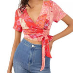 Free People 
Ashley Floral‎ Print Wrap Crop Top size medium Photo 0