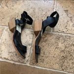 Dolce Vita Black Leather Rae Sandal 8.5 Low Heel Block Wood Photo 6