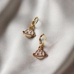 Boutique Dainty Gold Planet Huggie Earrings Photo 0