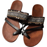 Black and Brown Strappy Jewwel Embellished Sandals Sz 7 Photo 2