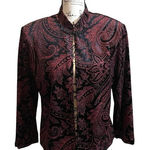 Sheri Martin Velvet Floral Jacket Black red Size 12 Vintage Bling Floral Photo 0