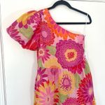 NWT J.Marie Women's Leilani One Shoulder Puffed Sleeve Tiered Midi Dress Size XS Pink Photo 2