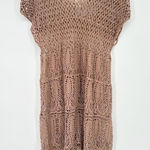 Solitaire Brown Boho Crochet Mesh Dress Coverup Size Large Boho Festival Hippie Photo 0