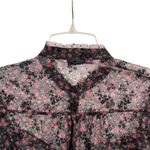ZARA  Black Floral Sheer Ruffle Trim  Blouse Size Small – Romantic Feminine Photo 5