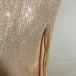 Showpo Maniju Magic Hour Split Maxi Dress Gold Sequin Laced Up Photo 4