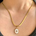 Herringbone Necklace Star Pendant Necklace Flat Chain Necklace Gold Photo 0