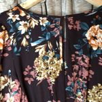 Xhilaration Xhiliration Wine Floral Print Long Sleeve Scoop Neck Ruffle Front Dress Medium Photo 15