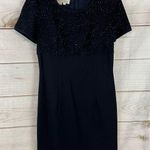 Warren Women’s Navy Sparkly Glittered Stretch Short Holiday Dress Size 6 Petite Photo 0