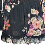 Vintage Mesh Babydoll Top Ruffle Floral 90s Y2K Whimsigoth Fairy Boho Size S Black Photo 2
