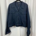 Rag and Bone Navy Blue Linen Blend Piper Cropped Jacket Sz.XL NWT Photo 5