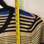 Akris Punto Black Tan Blue Striped Long Cardigan Sweater 100% Wool Women size 6 Photo 8