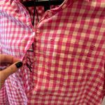 J.Crew gingham pink plaid boy fit cotton top Sz Med Button Loose Relaxed Blouse Photo 3