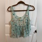 Free People  Blue Boxy Bird Cropped Tank Photo 1