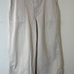 Free People Women Size 8 Beige Sunday Skies Straight Wide Leg Cotton Boho Pants Photo 0