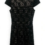 Alfani  lace cap sleeve fully lined fit & flare dress size 10 black and nude Photo 0