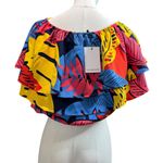 Sugarlips Tropical Layered Crop Top NWT Women’s XS Off Shoulder Ruffle Blouse Red Photo 4