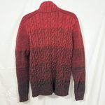 EXPRESS Cable Knit Sweater Full Zip Large Womens Red Black Ombré Pockets Photo 1
