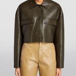 NANUSHKA Dark Olive Cropped Holleen Shirt Long Sleeves Jacket Size Large Green Photo 2