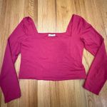 Babaton Aritzia Long Sleeve Square Neck Stretch Top Fuchsia Pink Size 2XL Crop Photo 0