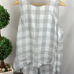 J.Jill 100% Linen Gray & White Plaid Checkered Gingham Sleeveless Top L Photo 0
