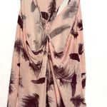 Rock & Republic Feather Print Blush Pink Draped Racerback Tank Top - Size Medium Photo 5