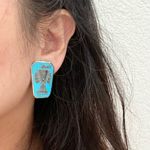 Indian Lore Genuine Copper Porcelain Enamel Inlaid Thunderbird Clip On Earrings Blue Photo 2