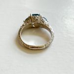 Judith Ripka Blue Topaz 3 Stones CZ Sterling Silver Ring Size 10 Photo 6