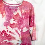 Isaac Mizrahi  Plus‎ Size 2X Top Handmade Tie Dye Crew Neck Pink White 417 Photo 5