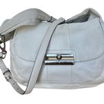 Coach White Leather Shoulder Bag with Silver Hardware Chain Detail Photo 0